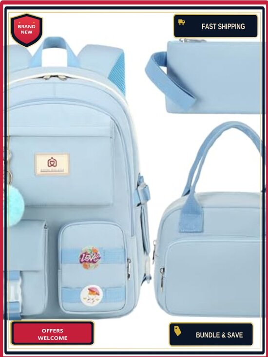 Hidds School Backpack Set with Lunch Box Nylon Teen Girls main image 5